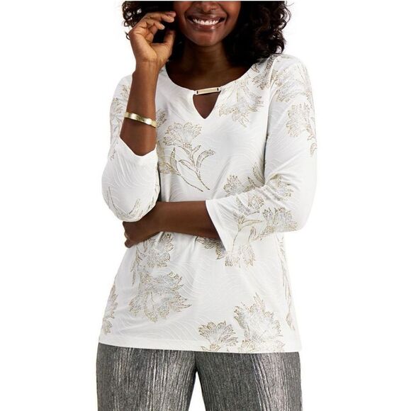 JM Collection Keyhole Jacquard Hardware Top Silver Gunmetal Combo M - Picture 1 of 3